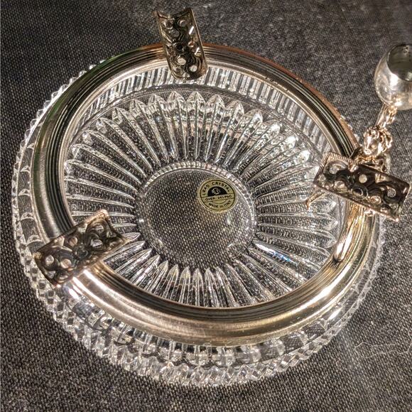 Vintage Ornate Italian Rococo Chrome Lead Crystal Ashtray & Cherub Putti Snuffer - Picture 5 of 8